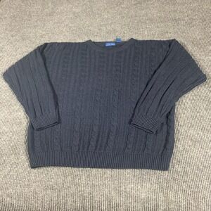 VTG Towncraft Sweater Mens Extra Large XL Blue Cable Knit Pullover Acrylic‎ 80s